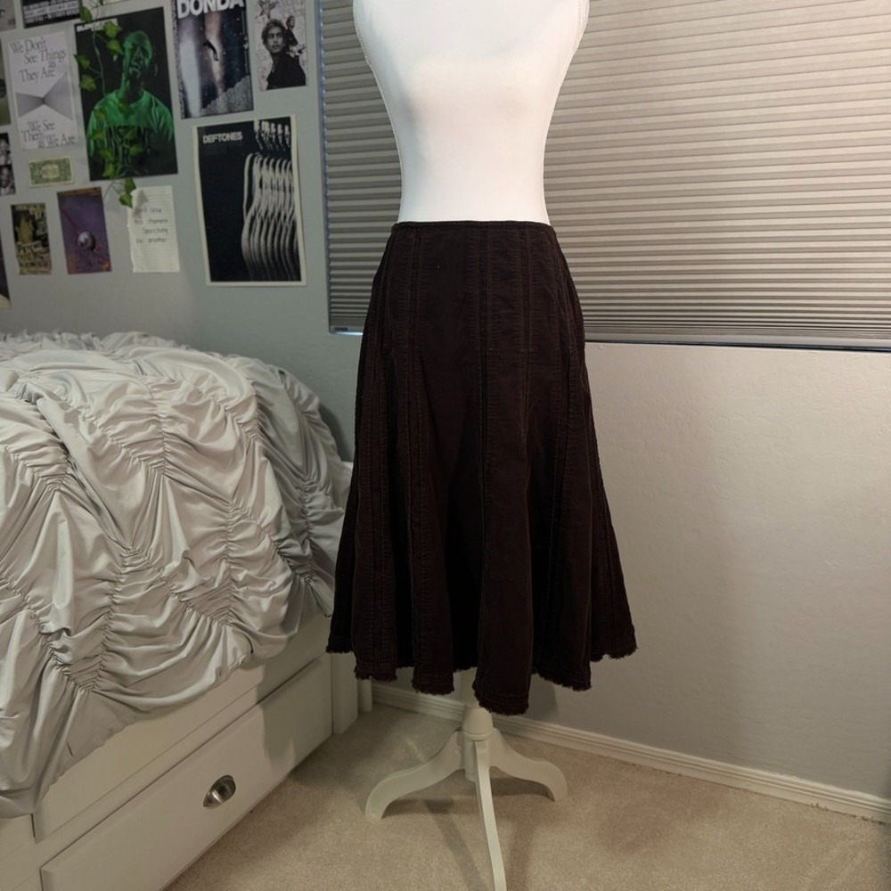 CAbi Brown‎ Corduroy Midi Skirt Womens 6 A Line Panelled Cotton